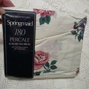 Springmaid Double Fitted Sheet Marjorie Vintage Retro‎ Floral Beauty